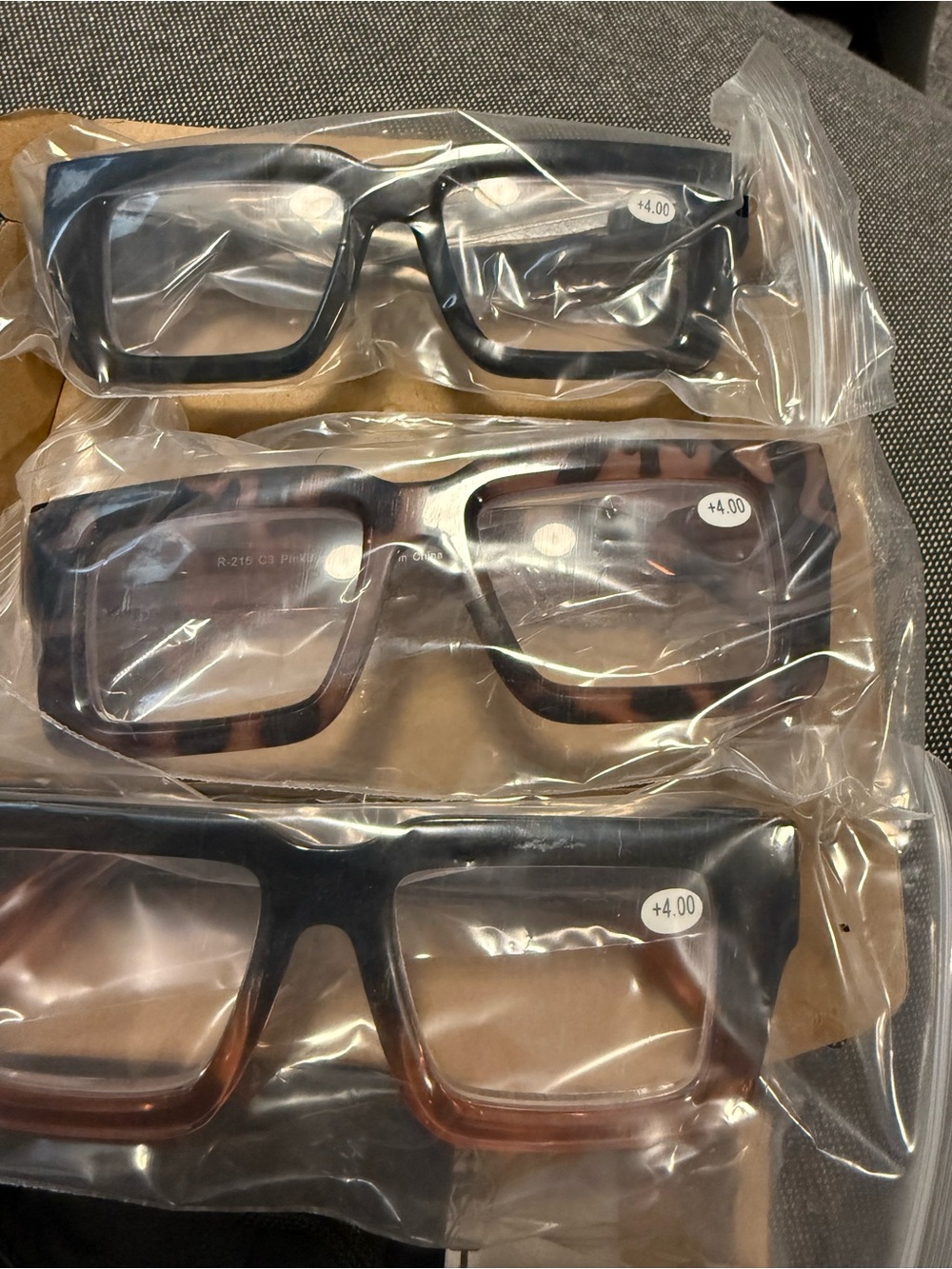 Rectangular Reading Glasses Trio - Black and Tortoiseshell size +4.00